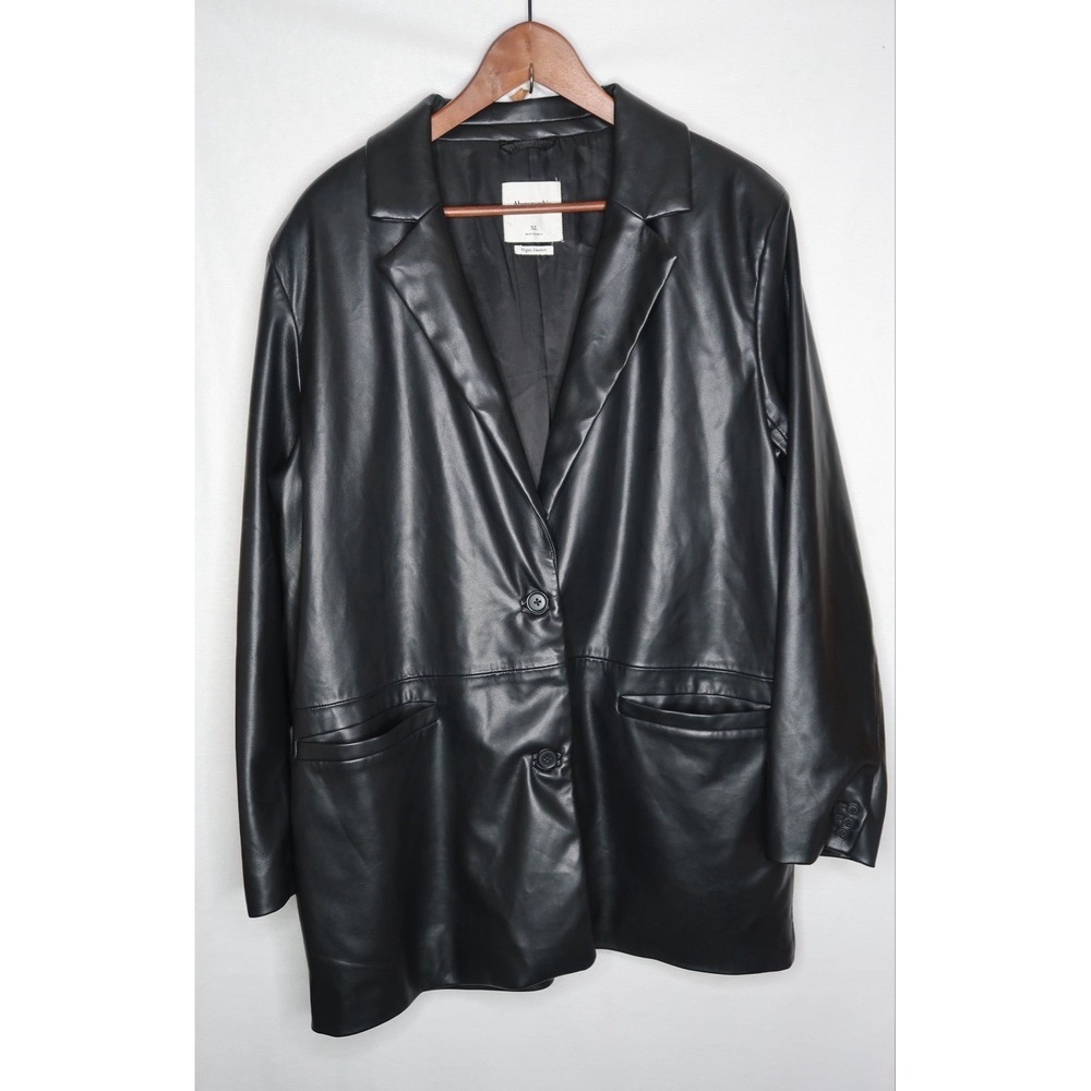 Abercrombie Vegan Leather Blazer Black Women's XL Faux Leather Jacket City Chic